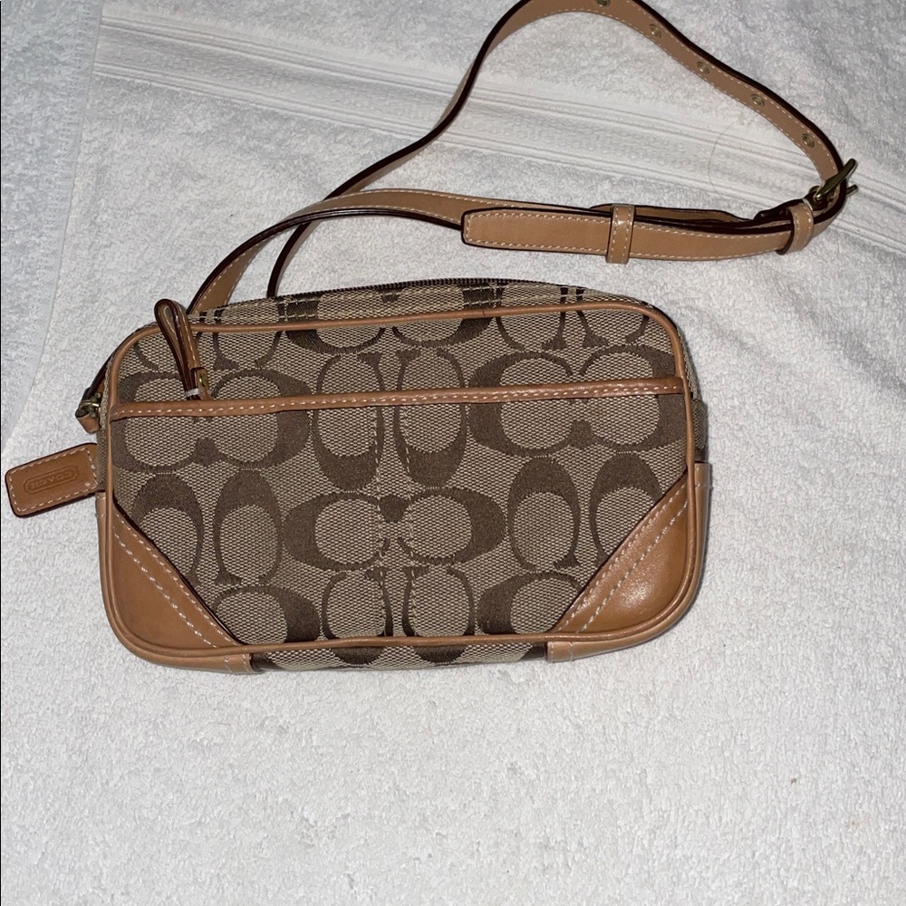 Coach Tan and Brown Crossbody Bag 5x8”clean no stains or marks,